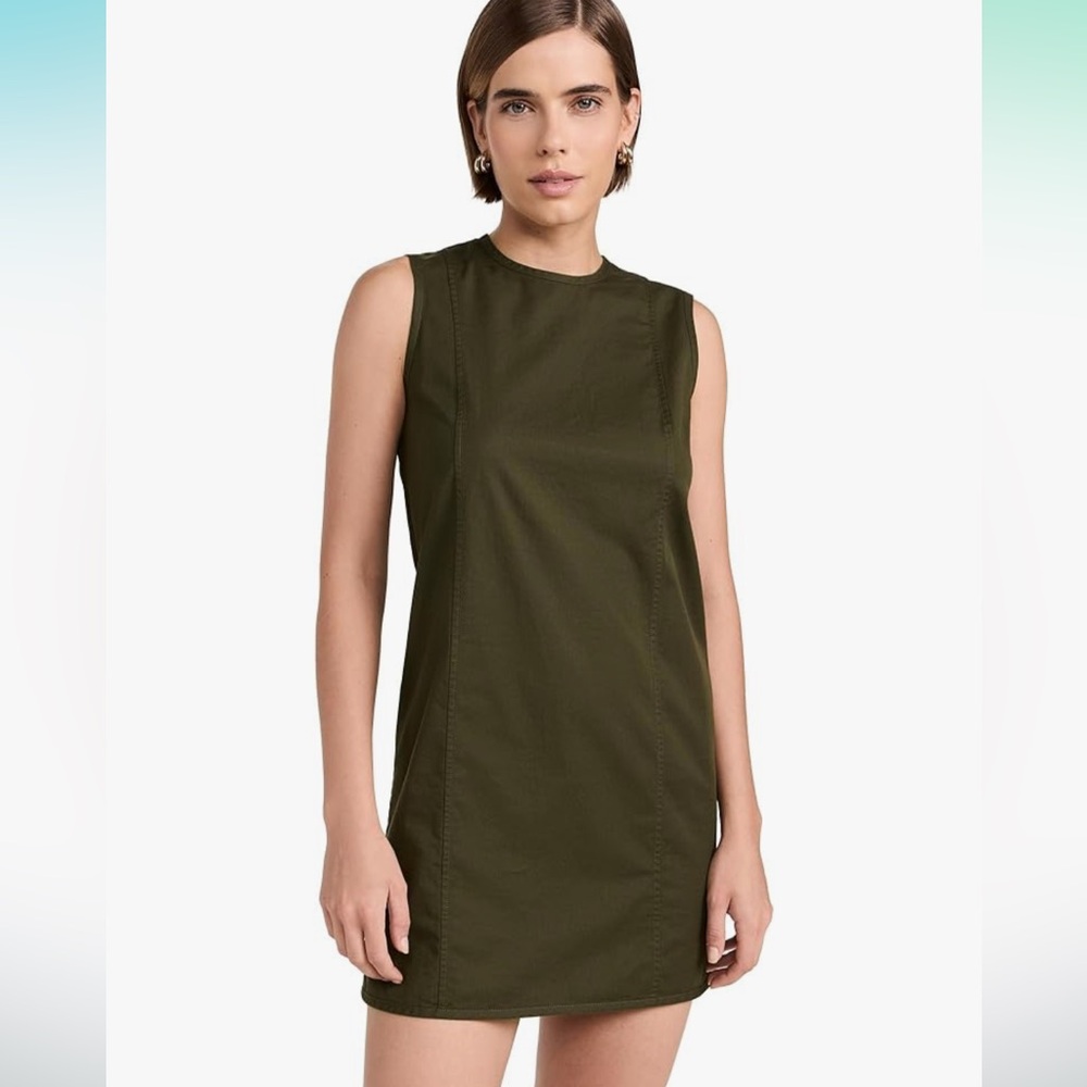 NWT Theory Olive Green Sleeveless Crew Shift Mini Dress